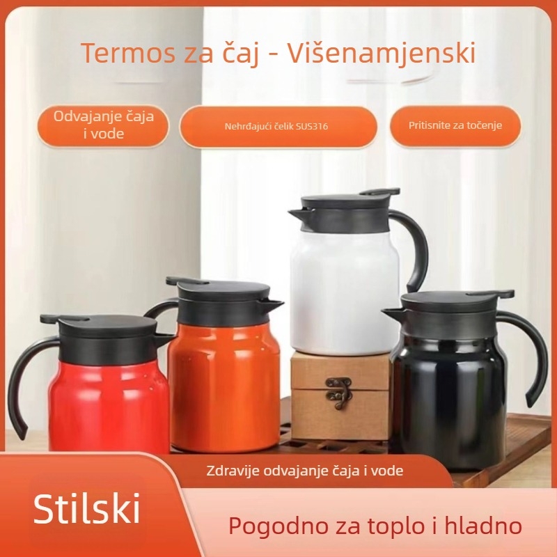Novi stil termos za kavu, velik kapacitet, zaštita od opeklina, nehrđajući čelik 316L, verzija s logotipom za poklon