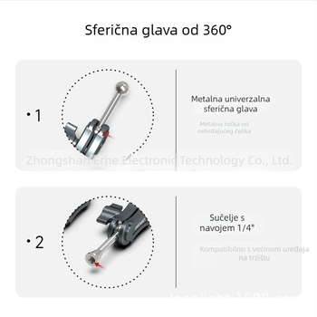 Aluminijsko magično rame s klipom, proširivi stativ za prijenos uživo, rasvjetno svjetlo i mikrofon na stolni nosač