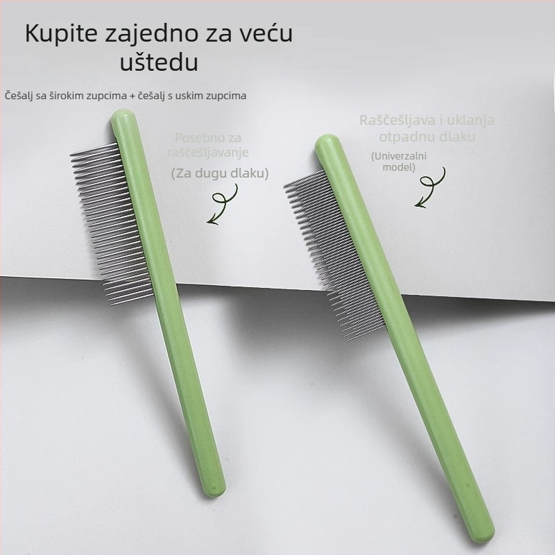 Četka za mačke s finim zubima za raščešljavanje i uklanjanje otpadne dlake; igličasti češalj za kućne ljubimce
