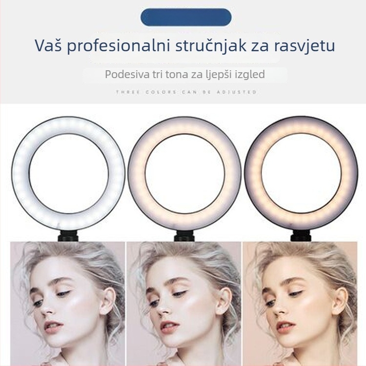 Stativ za mobitel za prijenos uživo s stolnim tripodom i LED svjetlom za selfie, za unutarnju i vanjsku upotrebu.