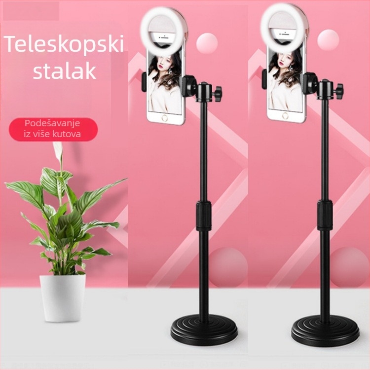 Stativ za mobitel za prijenos uživo s stolnim tripodom i LED svjetlom za selfie, za unutarnju i vanjsku upotrebu.