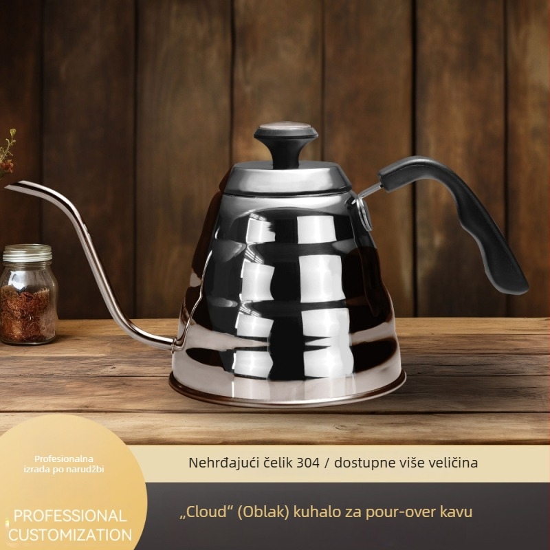 Kanica za pour-over kavu od 304 nehrđajućeg čelika s uskim izljevom i termometrom