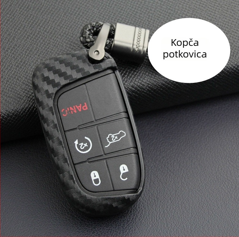 Silikonska futrola za ključ s karbonskom vlaknom za Jeep, Dodge, Chrysler, Fiat