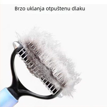 Nehrđajući čelični dvostrani češalj za kućne ljubimce – njegovanje dlake mačaka i pasa, uklanjanje čvorova