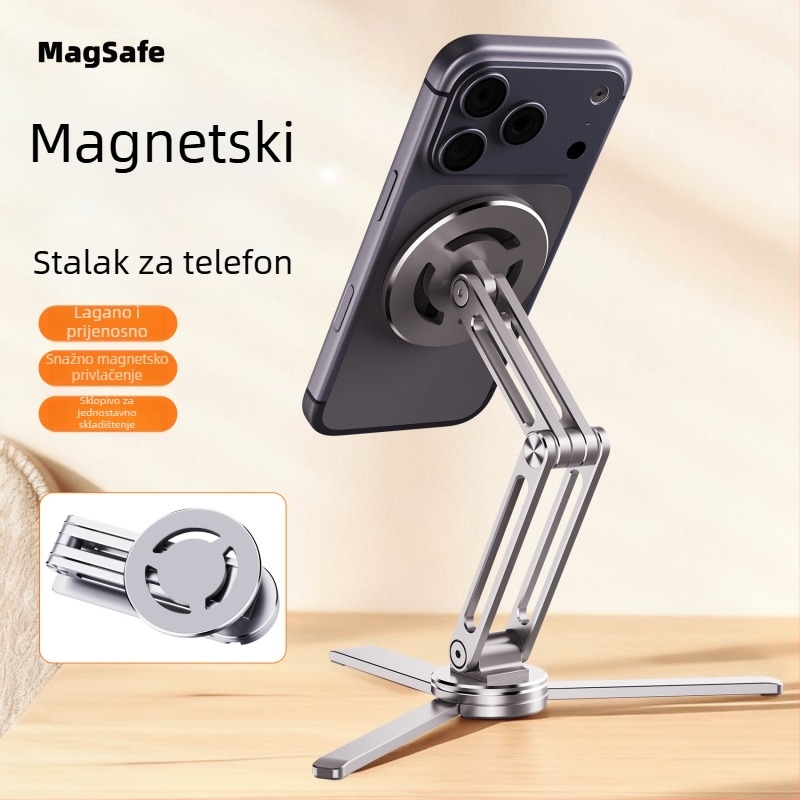 Držač za telefon od aluminijske legure za snimanje, ručni stalak za live streaming s tripodom, magnetski stolni držač za selfie video