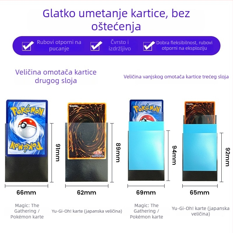 Karte s crnom stražnjom stranom, dvobojnim mat završetkom, konkurentska razina za Magic: The Gathering i Pokémon Trading Card Game, laserski film za kartice