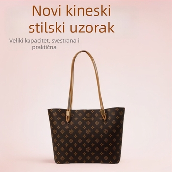 Ženska tote torba s vintage cvjetnim uzorkom u novom kineskom stilu, velika kapaciteta za svakodnevnu upotrebu.