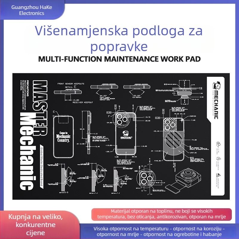 Repair Guy višenamjenska radna podloga za popravak, otporna na visoke temperature, protuklizna izolacijska podloga za popravak mobitela, računala i tableta, velike veličine