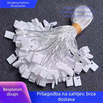 Bijeli konac za etikete s okruglom kopčom, plastični dijelovi etikete