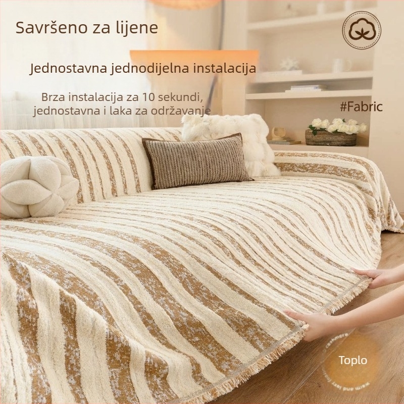 Presvlaka za kauč s potpunim prekrivanjem, protuklizna, lagani luksuz retro stil, univerzalna za sve sezone, model 2026