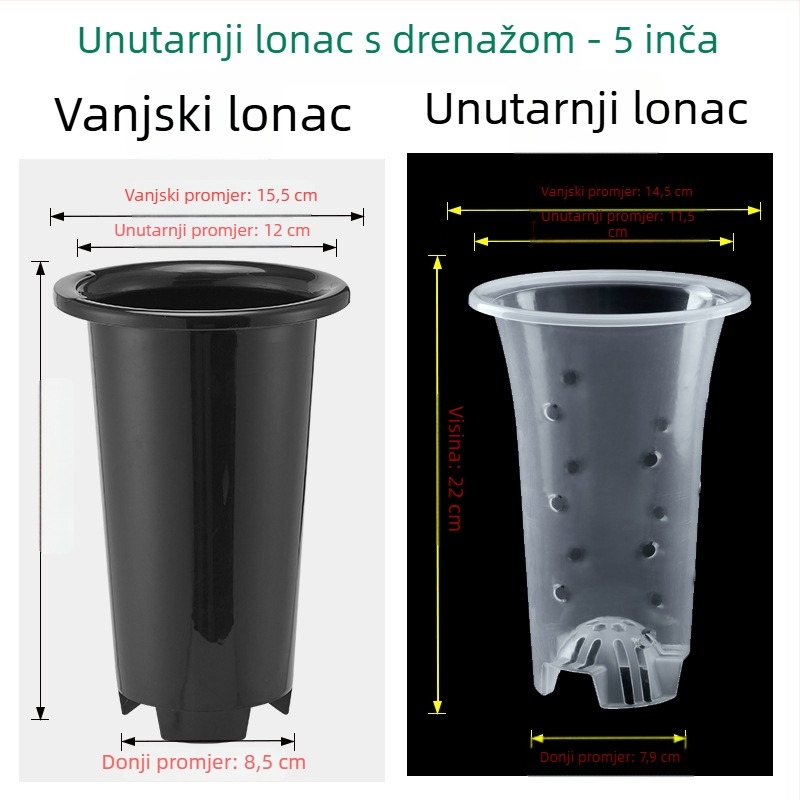 Plastična posuda za orhideje, crno prozirna, minimalističkog dizajna, velika veličina, prozračna za korijenje, set posuda za orhideje