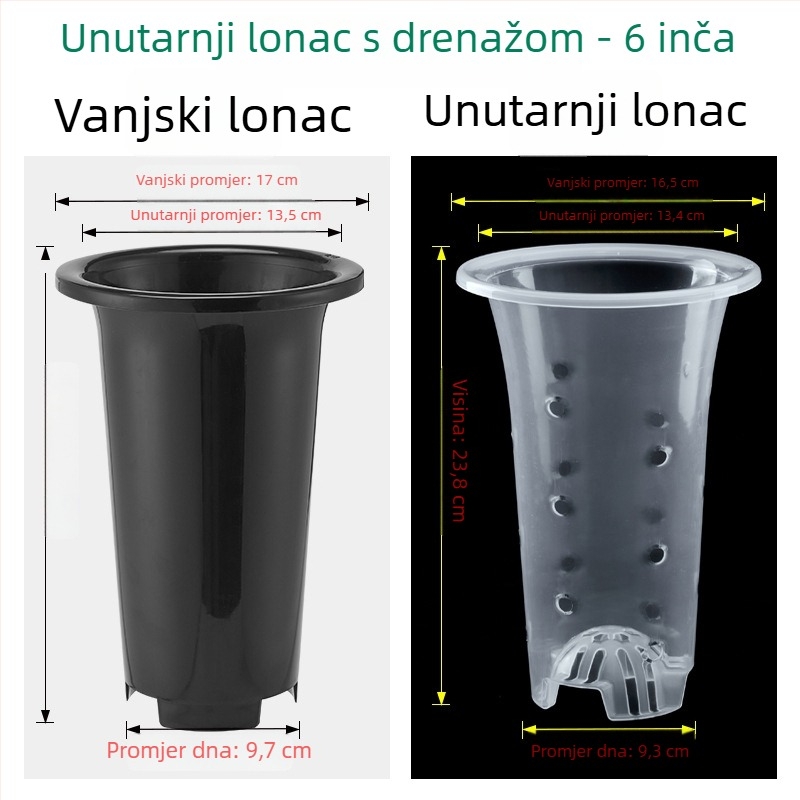 Plastična posuda za orhideje, crno prozirna, minimalističkog dizajna, velika veličina, prozračna za korijenje, set posuda za orhideje