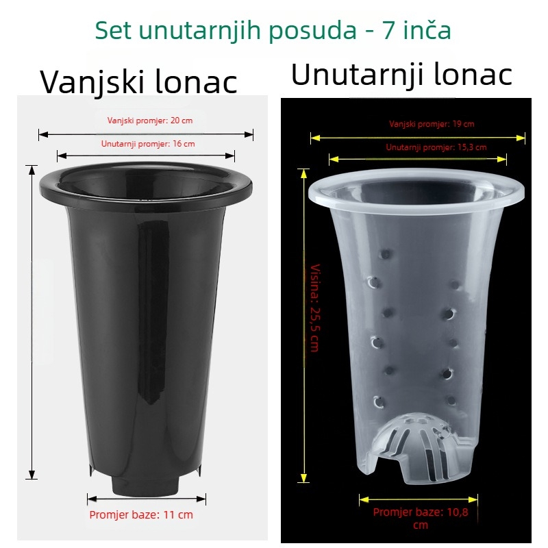 Plastična posuda za orhideje, crno prozirna, minimalističkog dizajna, velika veličina, prozračna za korijenje, set posuda za orhideje