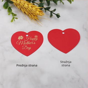 Set kartica za Dan majke: 100 kartica i 20 m konopljinog konca, srcolaste privjesnice s zlatnom otiskom