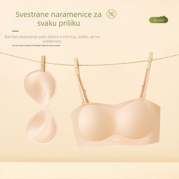 Bezramski push-up grudnjak za žene, protivklizni, bez šavova, debeli ulošci za povećanje malog poprsja, bandeau stil, manga stil