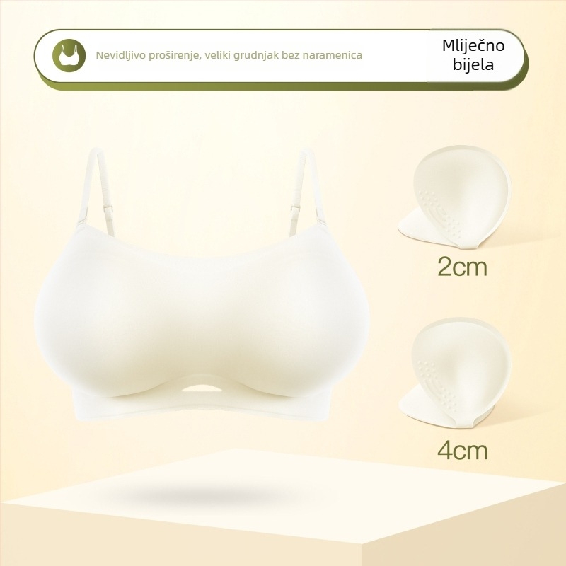 Bezramski push-up grudnjak za žene, protivklizni, bez šavova, debeli ulošci za povećanje malog poprsja, bandeau stil, manga stil