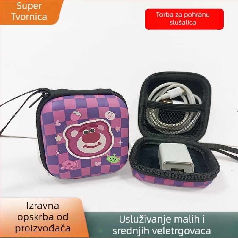 Torbica za bežične slušalice s EVA dizajnom crtani likovi, organizator kablova, džep za novčiće i držač za mini USB disk