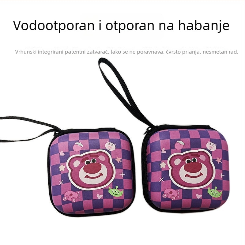 Torbica za bežične slušalice s EVA dizajnom crtani likovi, organizator kablova, džep za novčiće i držač za mini USB disk