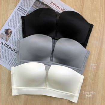 Bandeau grudnjak s odvojivim naramenicama, protuklizne čašice, bez žica, bez ojačanja, prozračan, tanak ljetni model