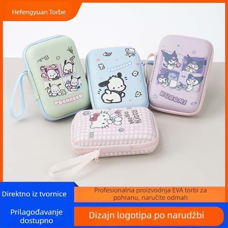 EVA torbica za pohranu s Pochaccom, Kuromi i Hello Kitty – slatka kutija za novčiće, 3C kabeli i slušalice