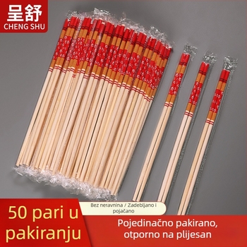 Jednokratne štapiće za jelo, produžene i debeli, crvene, za vjenčane proslave, okrugli vrh, elegantni pribor