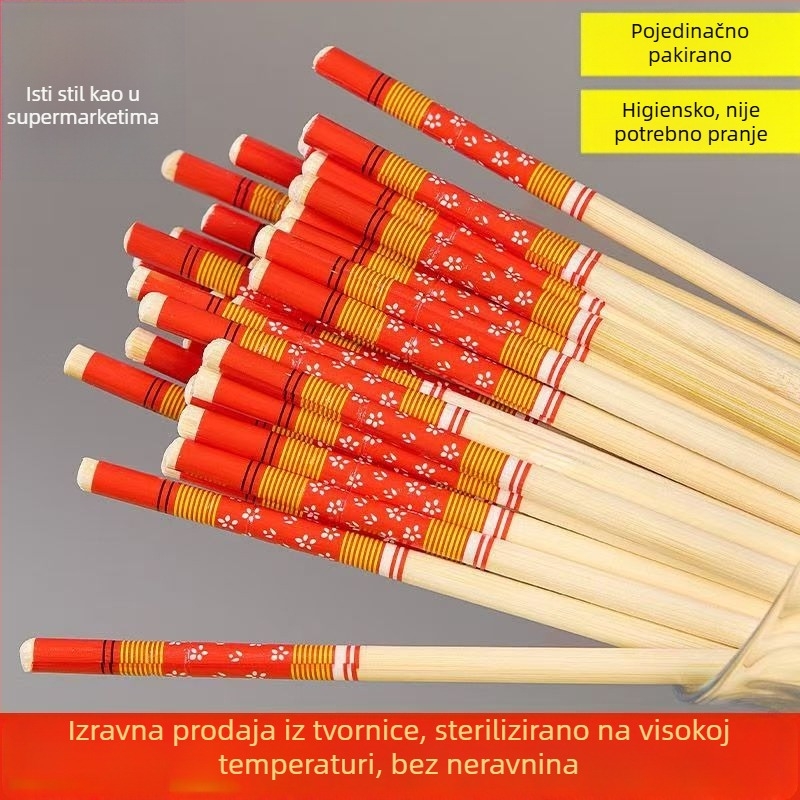 Jednokratne štapiće za jelo, produžene i debeli, crvene, za vjenčane proslave, okrugli vrh, elegantni pribor