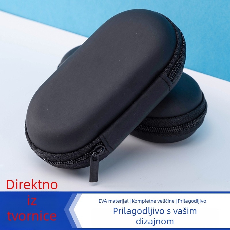 Ovalna EVA futrola za slušalice i digitalne uređaje, Bluetooth kutija, kabel za podatke, torbica sa zatvaračem