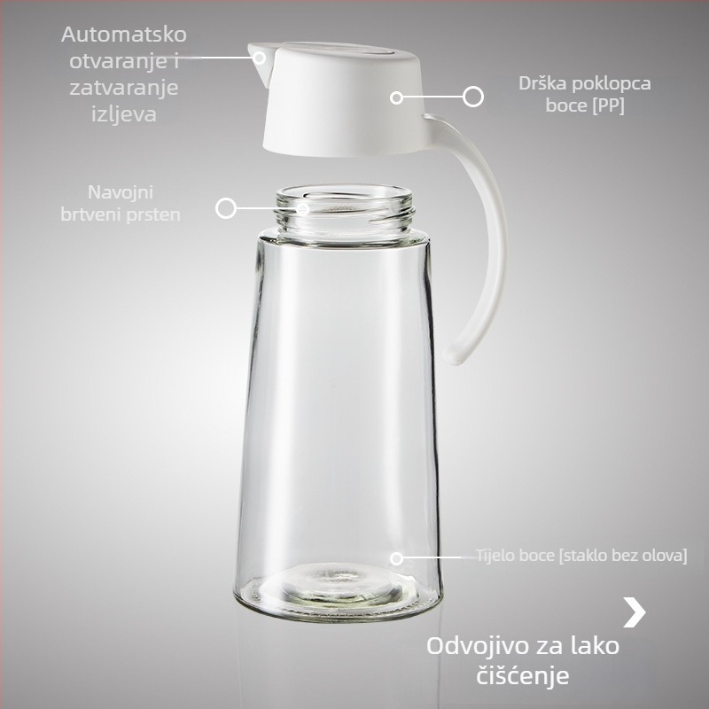 Staklena boca za ulje s automatskim otvaranjem i zatvaranjem, set za sojin sos i ocat