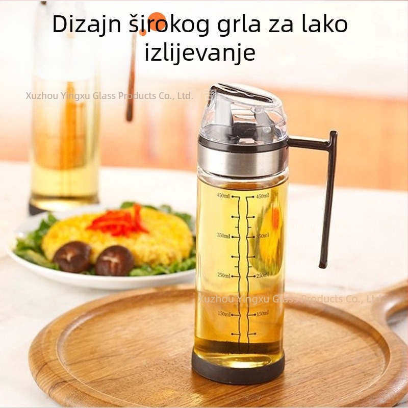 Staklena boca za ulje s protivkapljanjem, velika kapaciteta, automatsko doziranje u kuhinji