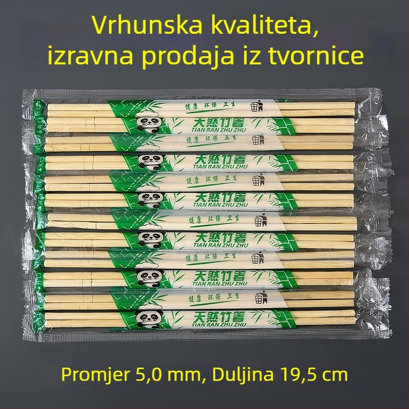 Jednokratne bambus štapiće s plavo-bijelim porculanskim uzorkom, produžene i deblje, pojedinačno pakirane, idealne za večere i vanjske obroke, ekološki prihvatljive i praktične za hotel i dom