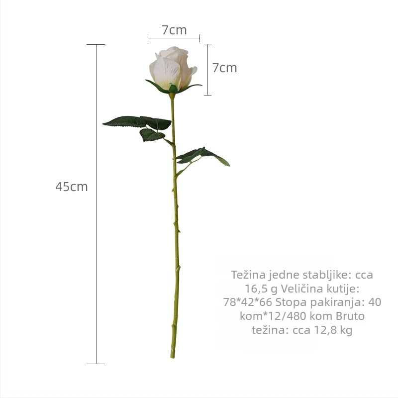 Umjetna ruža od svile, s jednim stabljikom, francuska ruža, za rekvizite za fotografiju i vjenčanu dekoraciju