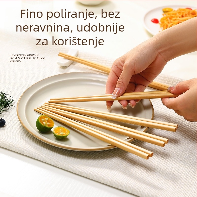 Prirodne bambus štapići za jelo, visoke kvalitete za kućnu i restoransku upotrebu, higijenske, otporne na vlagu, bez plijesni, prenosne, karbonizirane bambus štapići