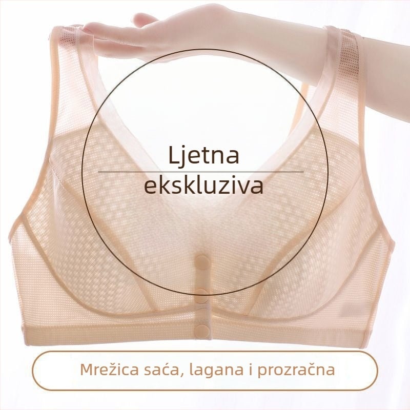 Grudnjak bez žice s prednjim zatvaranjem, stil prsluka, prozračan, za žene srednje i starije dobi, udoban, protiv opuštanja, lagan