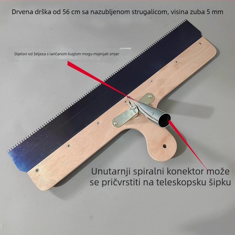 Alat za samoniveliranje betonskog poda s zubastim škrabom, rotirajući i prilagodljivim smjerom, kompatibilan s teleskopskom šipkom