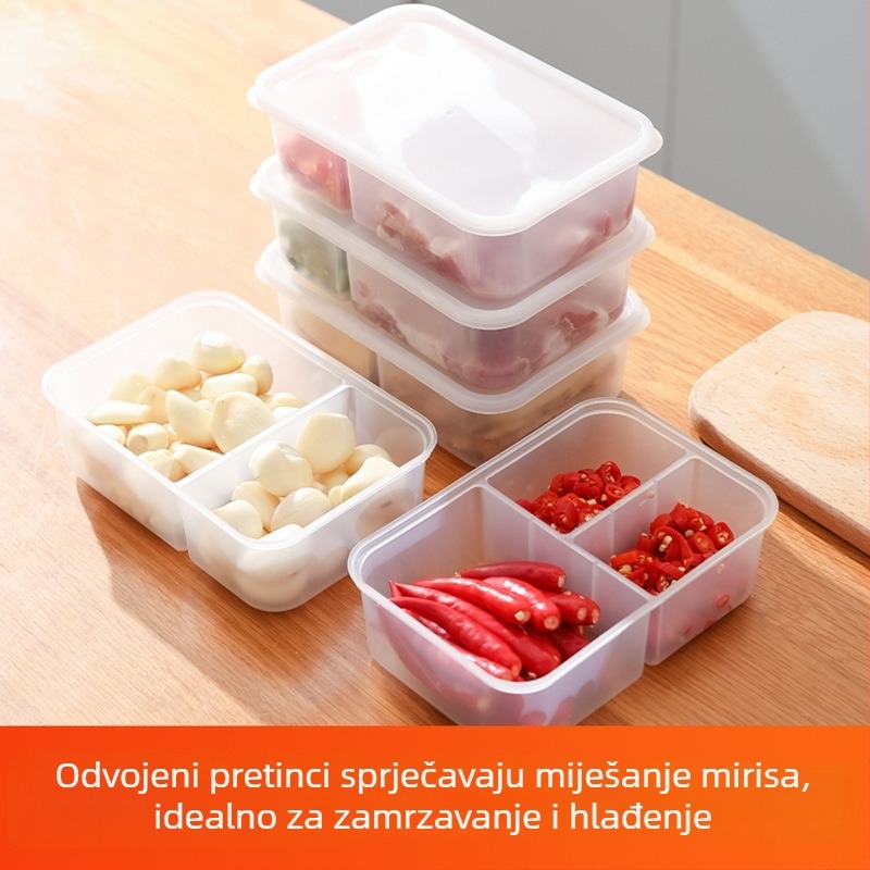 Kutija za svježu hranu u hladnjaku, zatvorena posuda za skladištenje hrane za meso, mladi luk, đumbir i češnjak