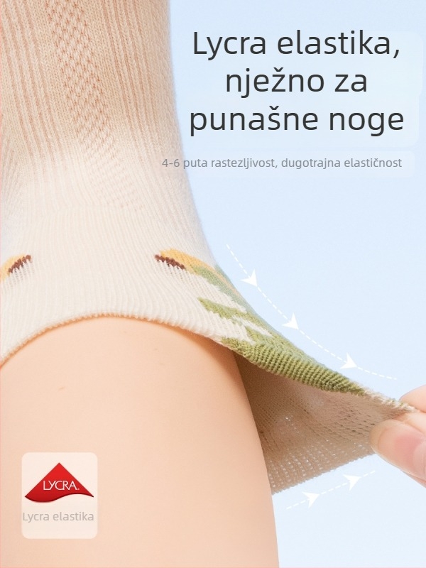 Ljetne tanke pamukove čarape za bebe, bez šavova, mrežaste, do sredine potkoljenice, unisex, dizajn s crtićem