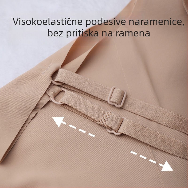 Bezšivno donje rublje inspirirano temeljem, za žene, ljeto, tanke naramenice, oblikovanje bočnih dojki, neproziran, lijep stražnji dio.