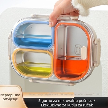 Dopamine 304 nehrđajući čelik kutija za ručak, nordijski stil, tri pretinca, zatvorena, čuva svježinu, 800–1000 ml, za odrasle