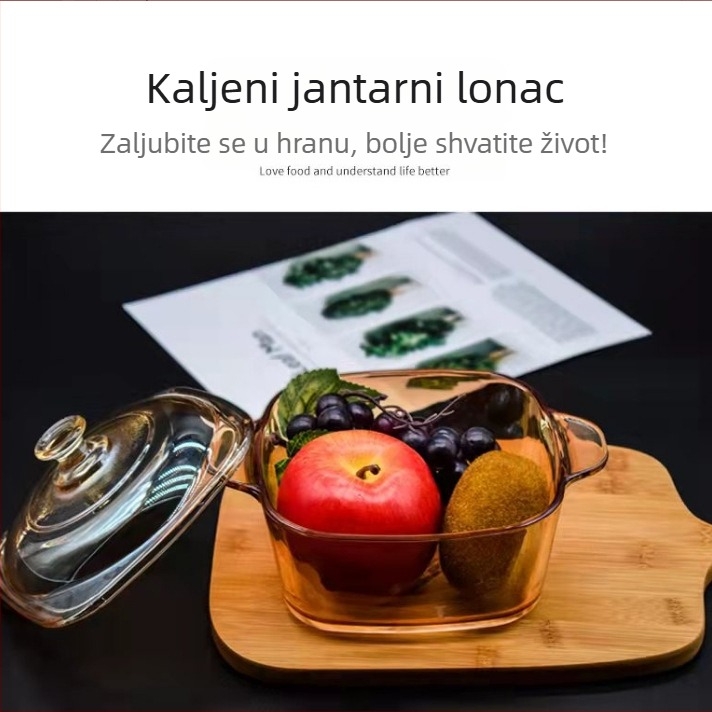 Kvadratna staklena zdjela s dvostrukim ručkama za juhu, instantne rezance, salatu i čuvanje
