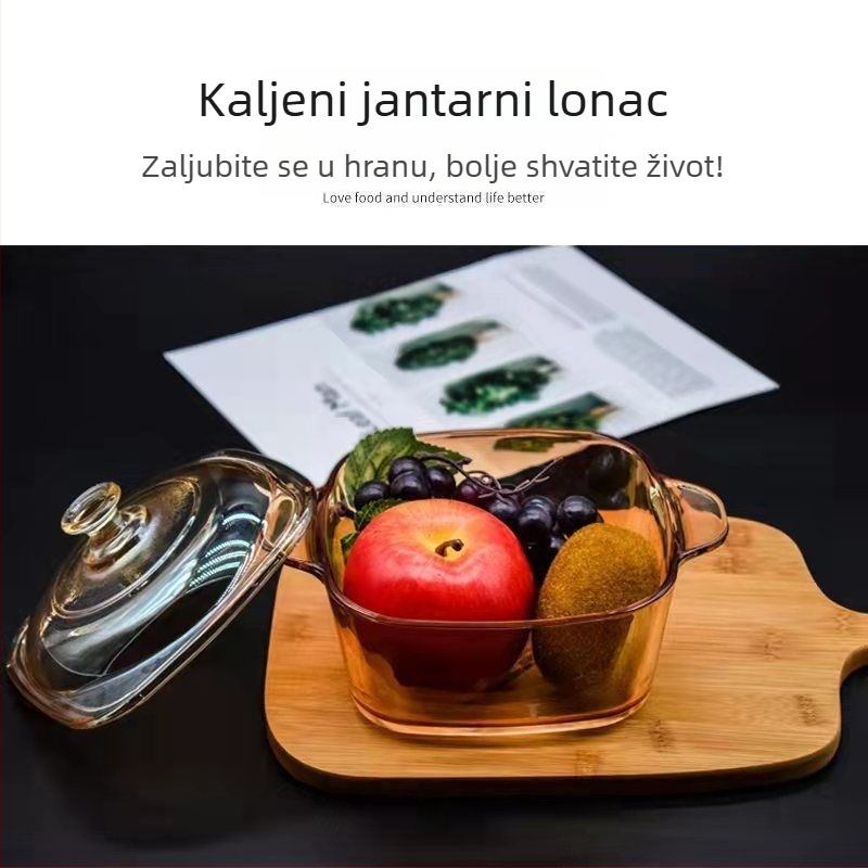 Kvadratna staklena zdjela s dvostrukim ručkama za juhu, instantne rezance, salatu i čuvanje