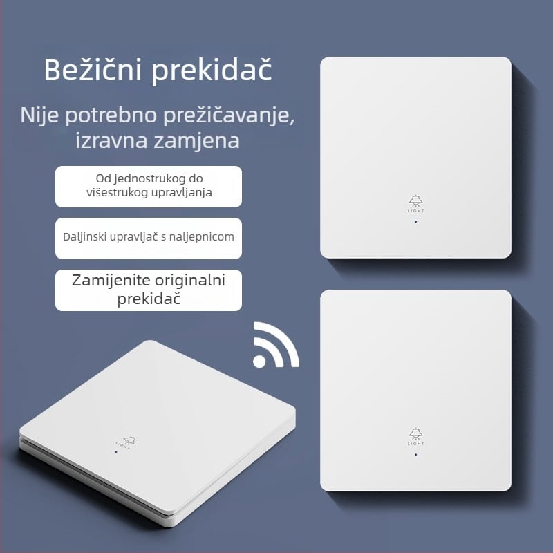 Pametan bežični prekidač daljinskog upravljanja, kućna upotreba, dvostruka i višestruka kontrola, bez ožičenja, jednostavno pričvršćivanje