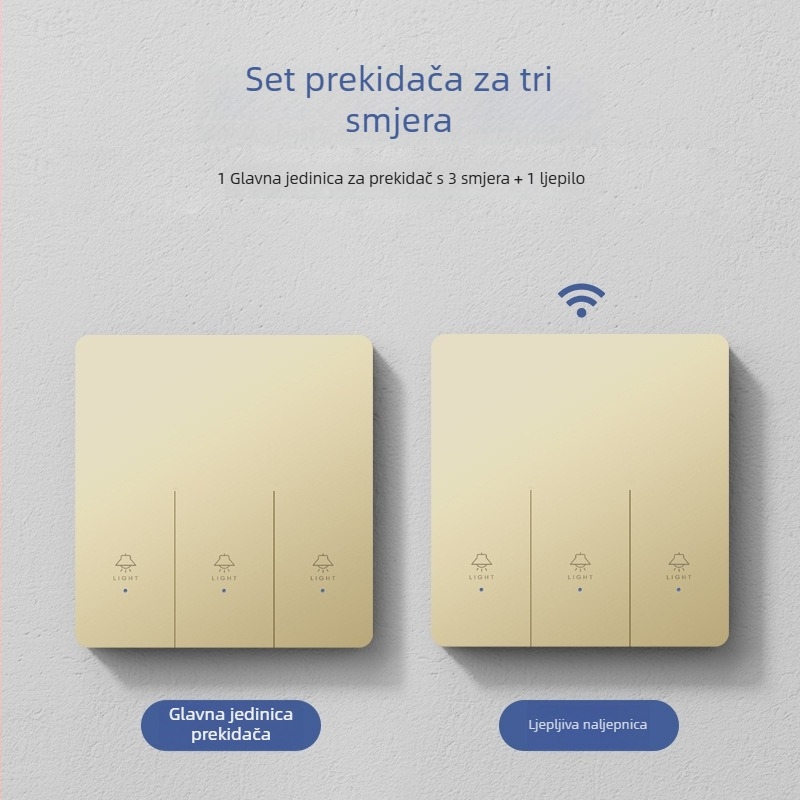Pametan bežični prekidač daljinskog upravljanja, kućna upotreba, dvostruka i višestruka kontrola, bez ožičenja, jednostavno pričvršćivanje