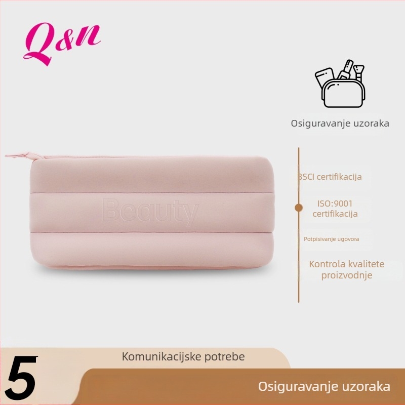 Višestruka torbica za šminku od materijala za ronjenje, prijenosna, vodootporna s zatvaračem za kozmetiku i ruž, prilagodljiva