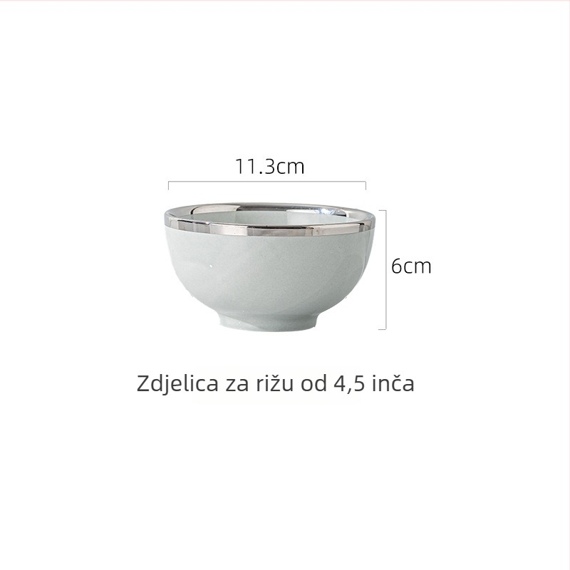 Porcelanska zdjela za rižu i obrok, srebnobijela zdjela za juhu i rezance, mala zdjela za desert i začine, za kućnu uporabu