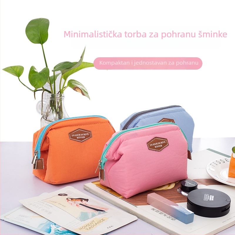 Korejski stil neseser za šminku, minimalistički dizajn, tanak čelični okvir, kompaktna torbica za kozmetiku sa zatvaračem