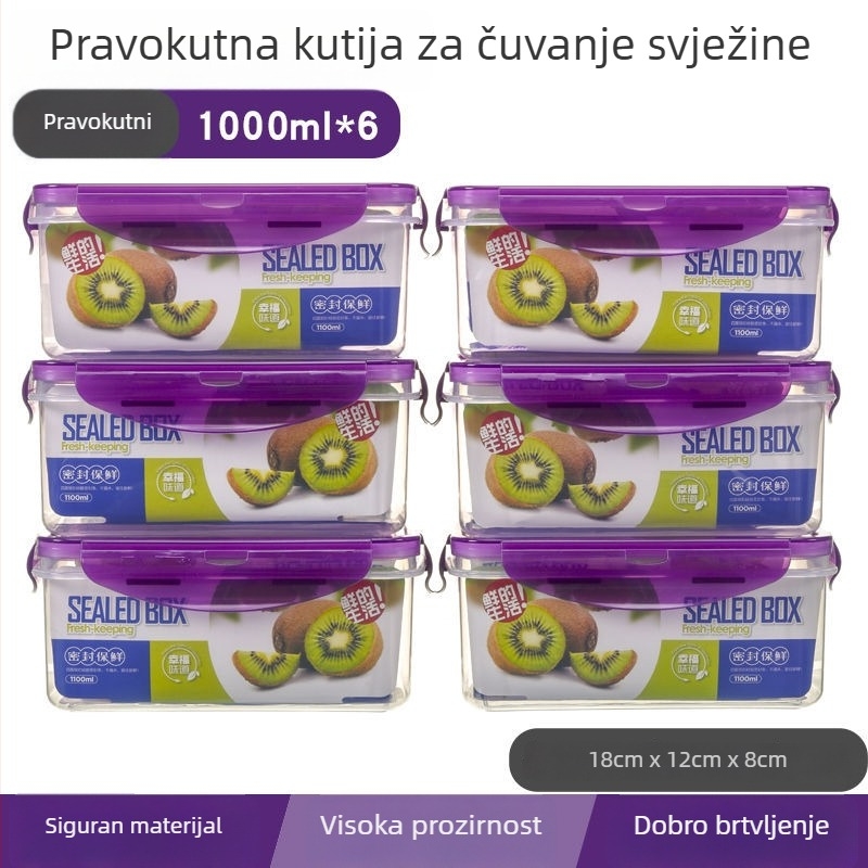Visokokapacijski pravokutni spremnik za zamrzavanje, s poklopcem, proziran, debeo