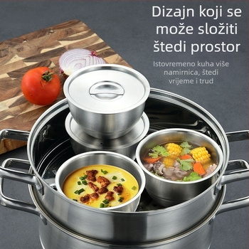 304 nehrđajući čelik – debela posuda za pareno jaje, okrugla, promjer 11–11,9 cm, mat završna površina, pogodna za djecu i odrasle