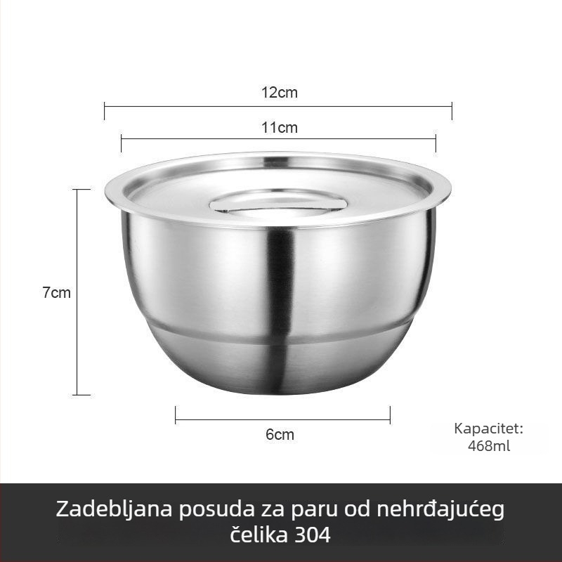 304 nehrđajući čelik – debela posuda za pareno jaje, okrugla, promjer 11–11,9 cm, mat završna površina, pogodna za djecu i odrasle