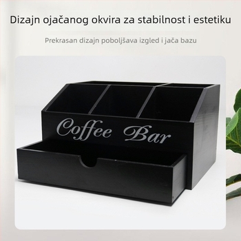 Drvena kutija za kavu s više odjeljaka, stolni organizator za šank s ladicom i pregradama