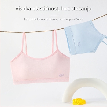 Pamukasti prozračni grudnjak s trokutićastim košaricama, bez šavova, s fiksnim dvostrukim trakama